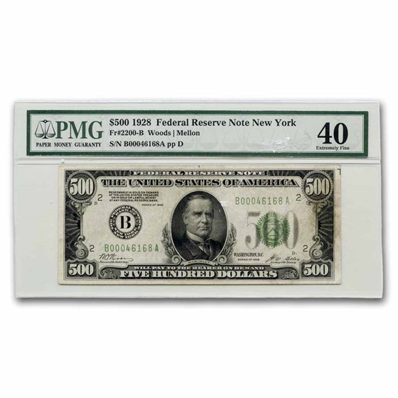 1928 (B-New York) $500 FRN XF-40 PMG 1928 (B-New York) $500 FRN XF-40 PMG