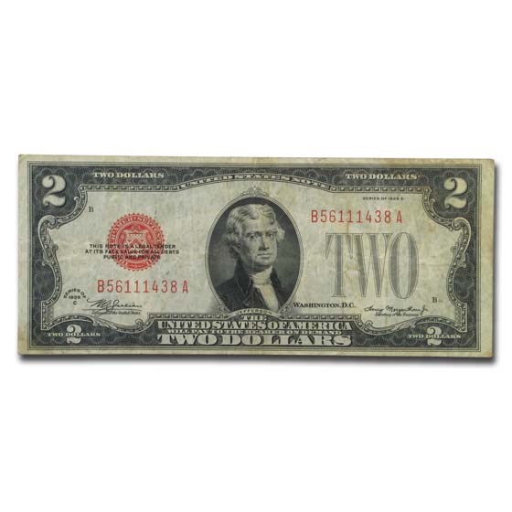 1928-C $2.00 U.S. Note Red Seal Fine (Fr#1504)
