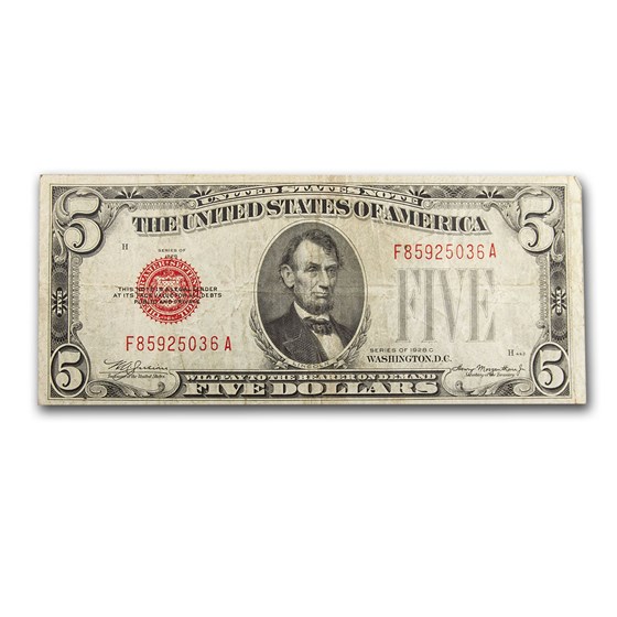 1928-C $5.00 U.S. Note Red Seal VF (Fr#1528) 1928-C $5.00 U.S. Note Red Seal VF (Fr#1528)