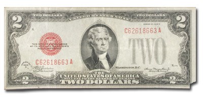 1928-D $2.00 U.S. Note Red Seal VF (2 Corners Missing) 1928-D $2.00 U.S. Note Red Seal VF (2 Corners Missing)