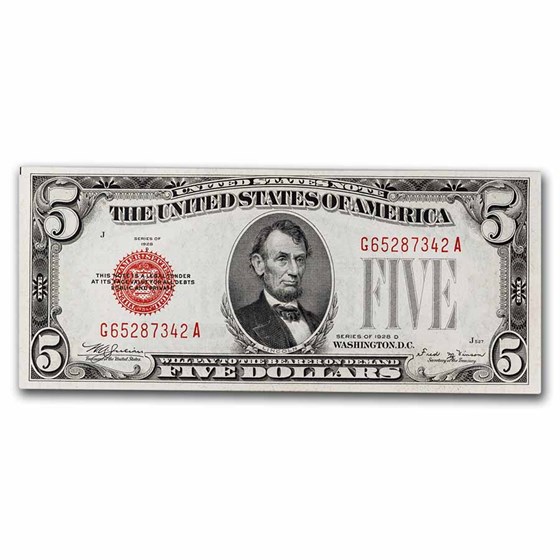 1928-D $5.00 U.S. Note Red Seal CU (Fr#1529) 1928-D $5.00 U.S. Note Red Seal CU (Fr#1529)