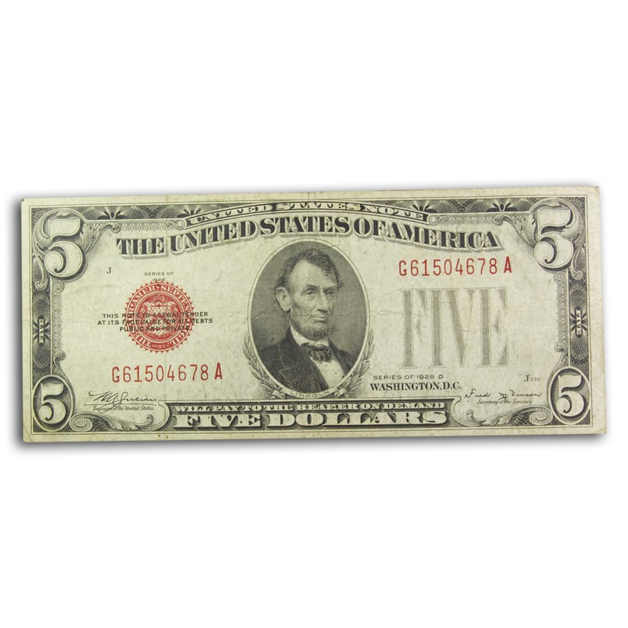 1928-D $5.00 U.S. Note Red Seal Fine (Fr#1529)