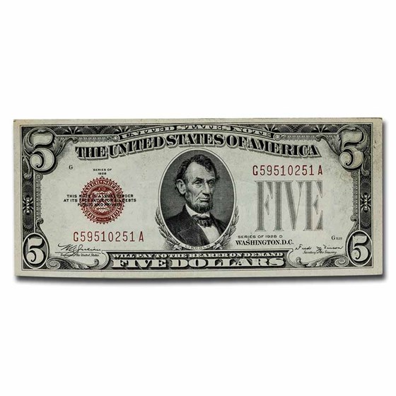 1928-D $5.00 U.S. Note Red Seal XF (Fr#1529) 1928-D $5.00 U.S. Note Red Seal XF (Fr#1529)