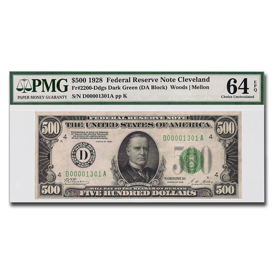 1928 (D-Cleveland) $500 FRN CU-64 EPQ PMG 1928 (D-Cleveland) $500 FRN CU-64 EPQ PMG