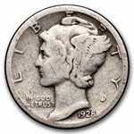 1928-D Mercury Dime 50-Coin Roll Avg Circ