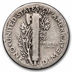 1928-D Mercury Dime 50-Coin Roll Avg Circ