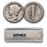 1928-D Mercury Dime 50-Coin Roll Avg Circ
