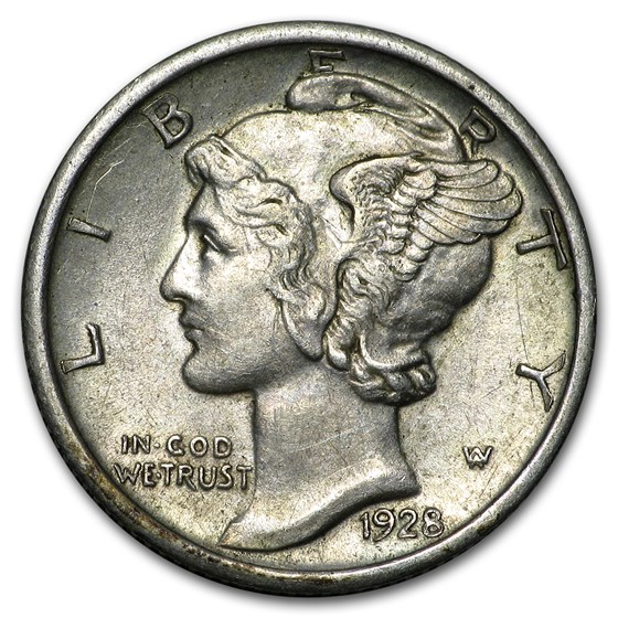 1928-D Mercury Dime AU-53 1928-D Mercury Dime AU-53