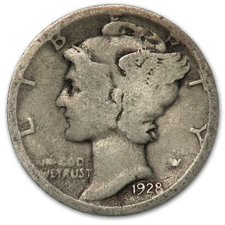 1928-D Mercury Dime Good/VG