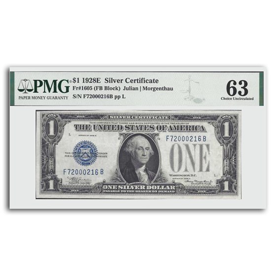 1928-E $1.00 Silver Certificate CU-63 PMG (Fr#1605)