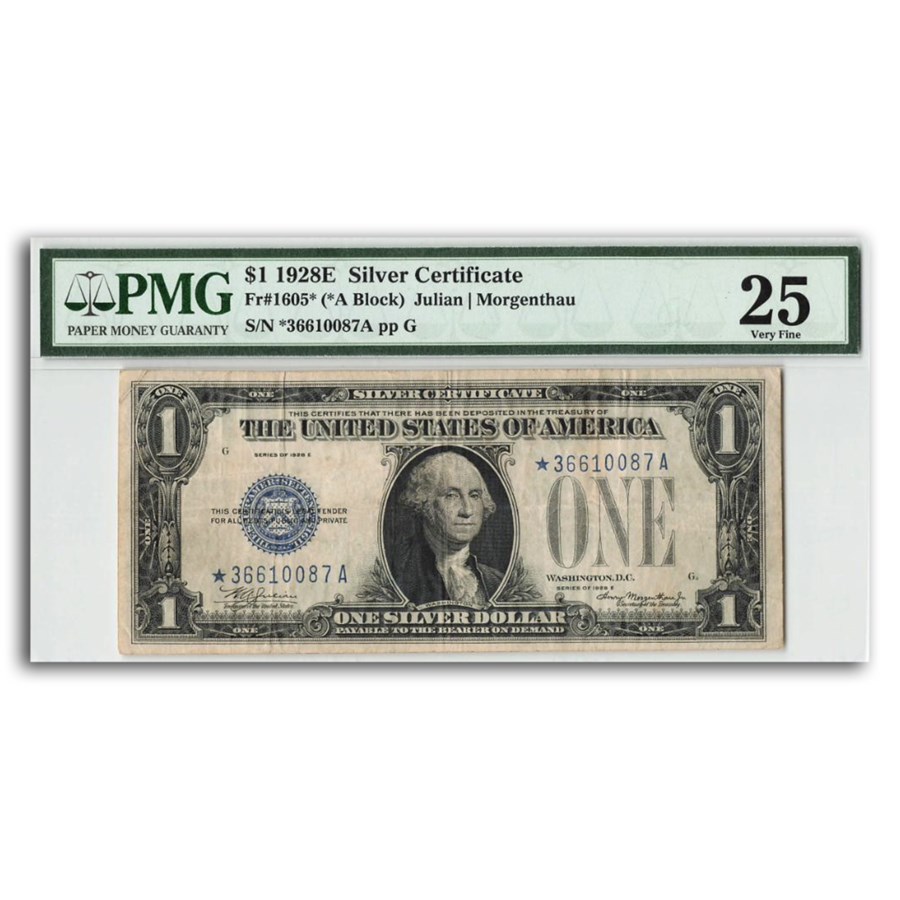 1928-E* $1.00 Silver Certificate VF-25 PMG (Fr#1605*) Star Note!