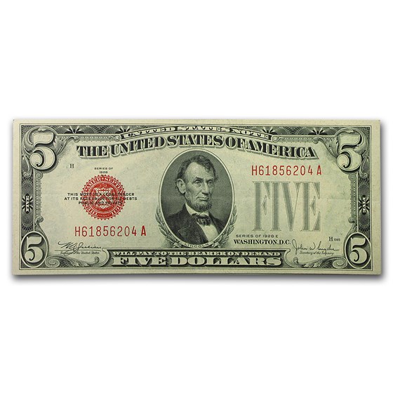 1928-E $5.00 U.S. Note Red Seal AU (Fr#1530) 1928-E $5.00 U.S. Note Red Seal AU (Fr#1530)