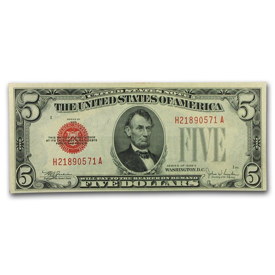 1928-E $5.00 U.S. Note Red Seal CU (Fr#1530)