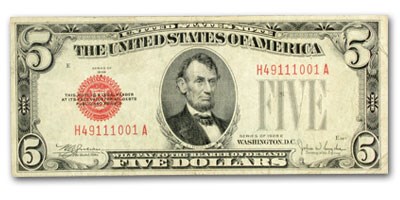 1928-E $5.00 U.S. Note Red Seal Fine (Fr#1530) 1928-E $5.00 U.S. Note Red Seal Fine (Fr#1530)