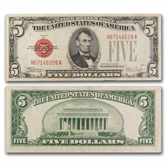 1928-E $5.00 U.S. Note Red Seal Fine (Fr#1530) 1928-E $5.00 U.S. Note Red Seal Fine (Fr#1530)