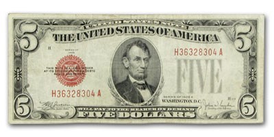 1928-E $5.00 U.S. Note Red Seal VF (Fr#1530) 1928-E $5.00 U.S. Note Red Seal VF (Fr#1530)
