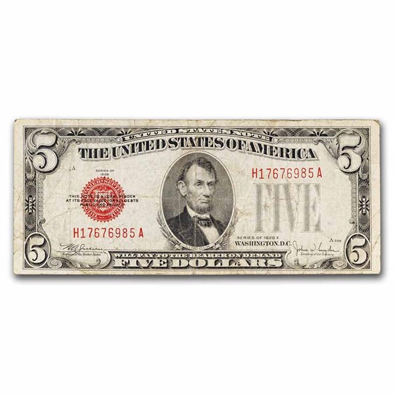 1928-E $5.00 U.S. Note Red Seal VG (Fr#1530) 1928-E $5.00 U.S. Note Red Seal VG (Fr#1530)