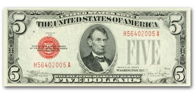1928-E $5.00 U.S. Note Red Seal XF (Fr#1530) 1928-E $5.00 U.S. Note Red Seal XF (Fr#1530)