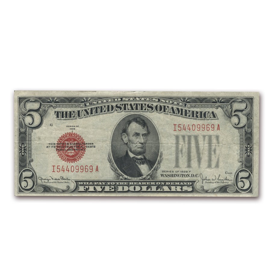 1928-F $5.00 U.S. Note Red Seal Fine (Fr#1531)