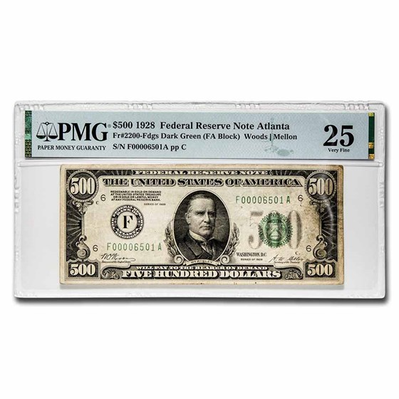 1928 (F-Atlanta) $500 FRN VF-25 PMG (Fr#2200-F) 1928 (F-Atlanta) $500 FRN VF-25 PMG (Fr#2200-F)