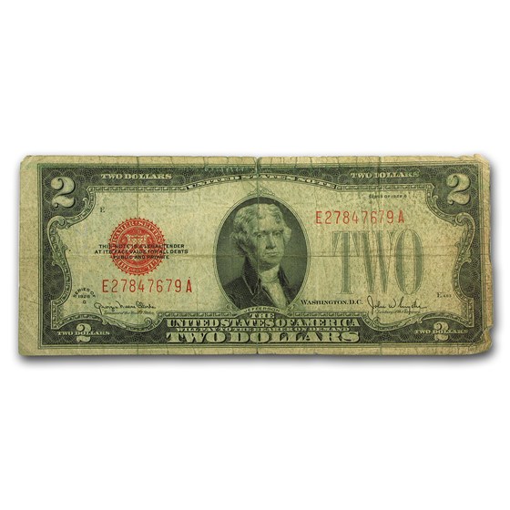 1928-G $2.00 U.S. Note Red Seal VG (Fr#1508)