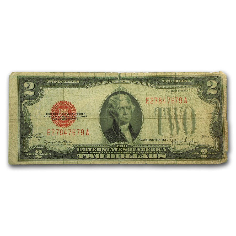 1928-G $2.00 U.S. Note Red Seal VG (Fr#1508)