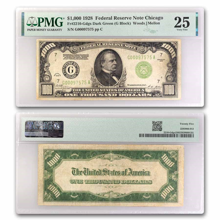 1928 (G-Chicago) $1,000 FRN VF-25 PMG (Fr#2210-G)