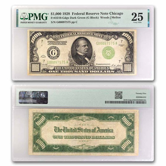 1928 (G-Chicago) $1,000 FRN VF-25 PMG (Fr#2210-G) 1928 (G-Chicago) $1,000 FRN VF-25 PMG (Fr#2210-G)