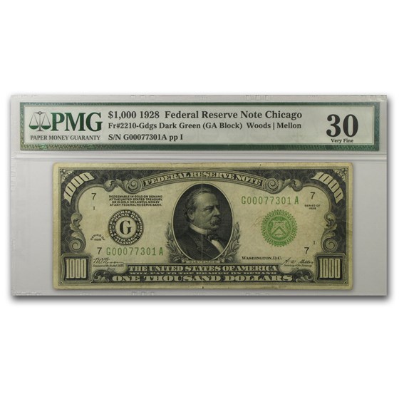 1928 (G-Chicago) $1,000 FRN VF-30 PMG 1928 (G-Chicago) $1,000 FRN VF-30 PMG