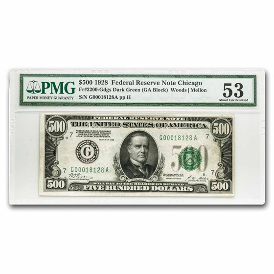 1928 (G-Chicago) $500 FRN AU-53 PMG (Fr#2200-G) DGS