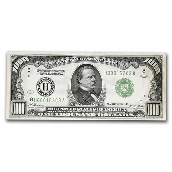 1928 (H-St. Louis) $1,000 FRN XF (Fr#2210-H) 1928 (H-St. Louis) $1,000 FRN XF (Fr#2210-H)