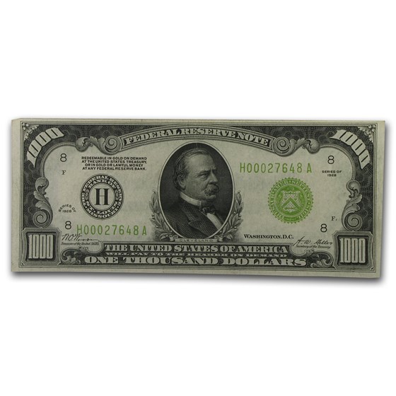 1928 (H-St. Louis) $1,000 FRN XF+ (LGS) 1928 (H-St. Louis) $1,000 FRN XF+ (LGS)