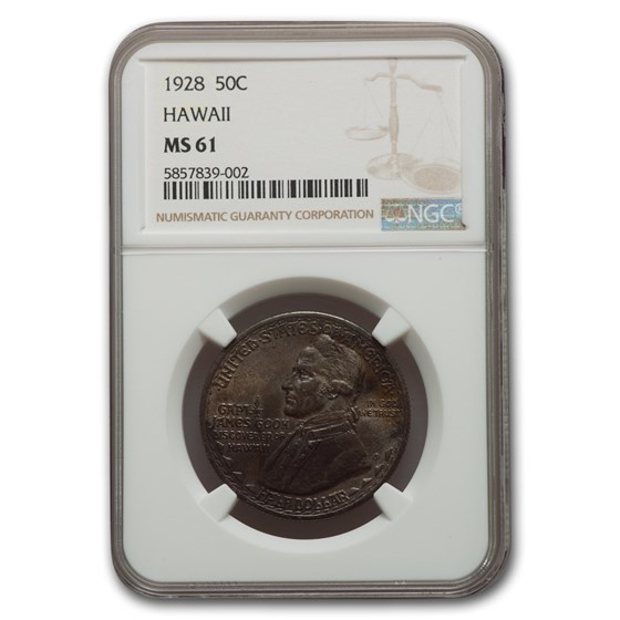 1928 Hawaii Sesquicentennial Half Dollar MS-61 NGC 1928 Hawaii Sesquicentennial Half Dollar MS-61 NGC