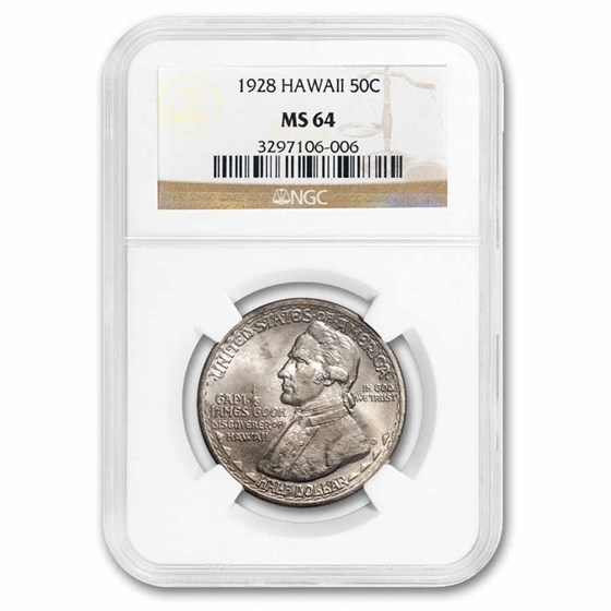1928 Hawaii Sesquicentennial Half Dollar MS-64 NGC 1928 Hawaii Sesquicentennial Half Dollar MS-64 NGC