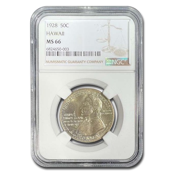 1928 Hawaii Sesquicentennial Half Dollar MS-66 NGC 1928 Hawaii Sesquicentennial Half Dollar MS-66 NGC