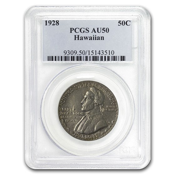 1928 Hawaiian Sesquicentennial Half Dollar AU-50 PCGS 1928 Hawaiian Sesquicentennial Half Dollar AU-50 PCGS