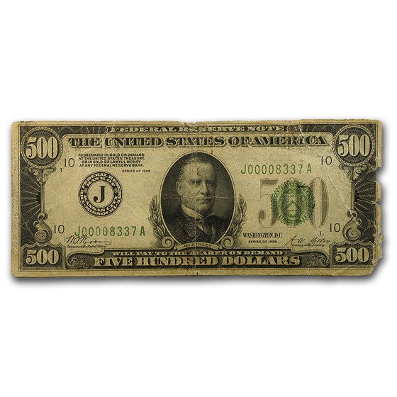 1928 (J-Kansas City) $500 FRN VG (Condition Issues) 1928 (J-Kansas City) $500 FRN VG (Condition Issues)