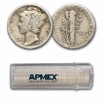 1928 Mercury Dime 50-Coin Roll Avg Circ