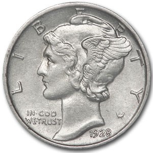 1928 Mercury Dime AU 1928 Mercury Dime AU