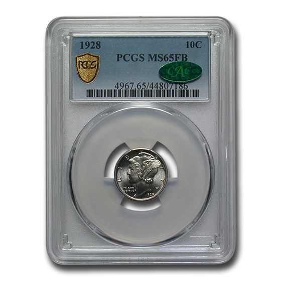 1928 Mercury Dime MS-65 PCGS CAC (FB) 1928 Mercury Dime MS-65 PCGS CAC (FB)