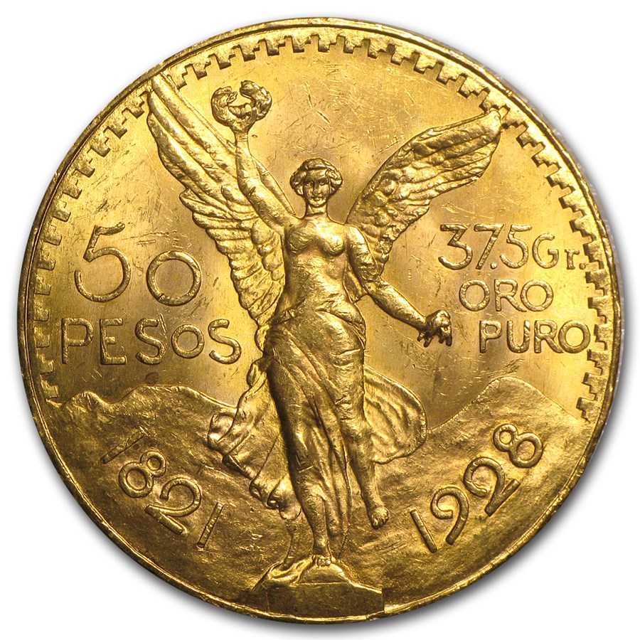 1928 Mexico Gold 50 Pesos BU