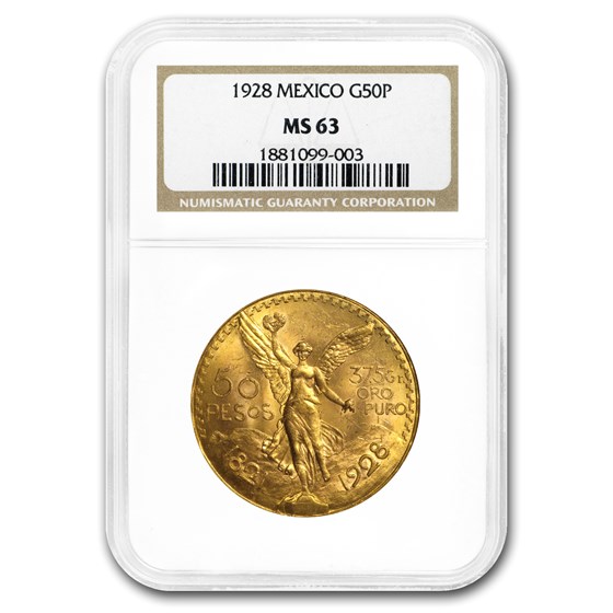 1928 Mexico Gold 50 Pesos MS-63 NGC 1928 Mexico Gold 50 Pesos MS-63 NGC