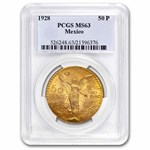 1928 Mexico Gold 50 Pesos MS-63 PCGS
