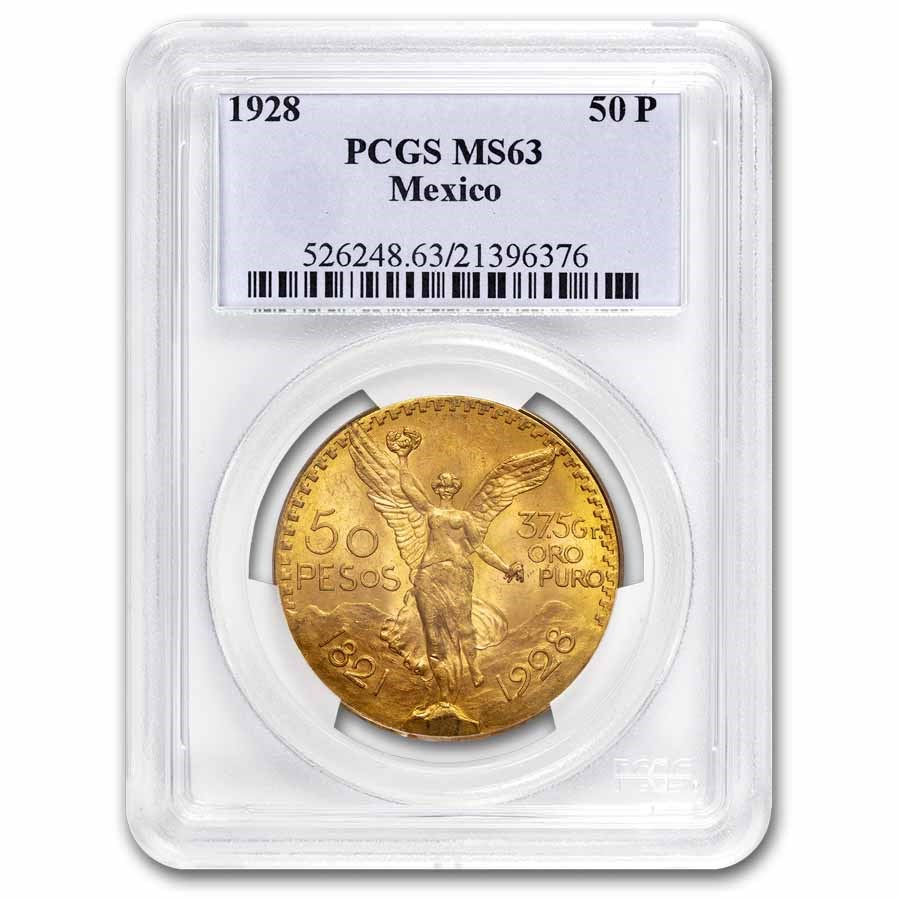 1928 Mexico Gold 50 Pesos MS-63 PCGS