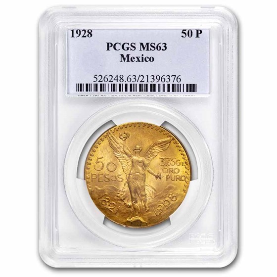 1928 Mexico Gold 50 Pesos MS-63 PCGS 1928 Mexico Gold 50 Pesos MS-63 PCGS