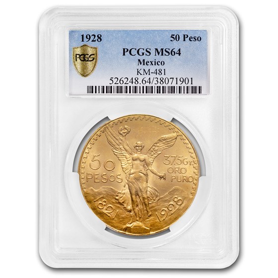 1928 Mexico Gold 50 Pesos MS-64 PCGS 1928 Mexico Gold 50 Pesos MS-64 PCGS