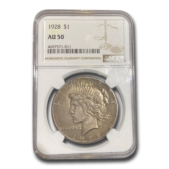1928 Peace Dollar AU-50 NGC 1928 Peace Dollar AU-50 NGC
