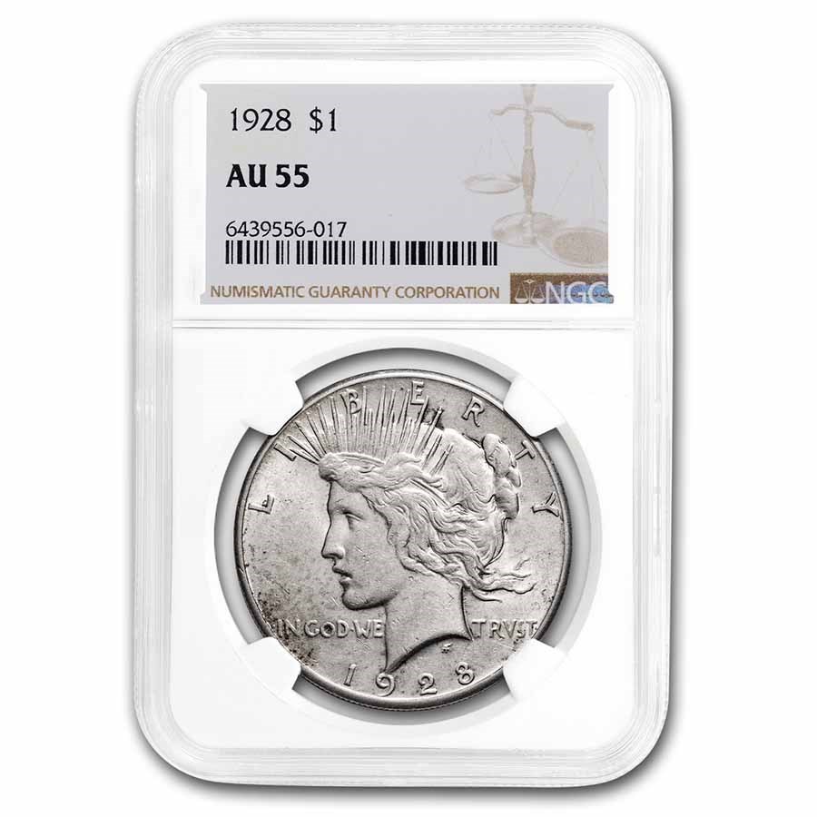 1928 Peace Dollar AU-55 NGC