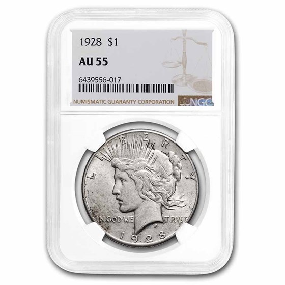 1928 Peace Dollar AU-55 NGC 1928 Peace Dollar AU-55 NGC