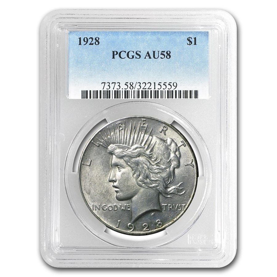 1928 Peace Dollar AU-58 PCGS